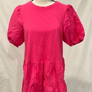 Pink mini dress with puffy sleeves #pinkdress